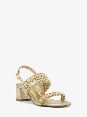 Audrina Metallic Woven Block Heel Sandal