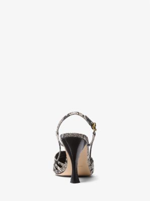 Thumbnail - MK Slingpumps Haisley Aus Leder Mit Schlangenprägung - Natur - Michael Kors