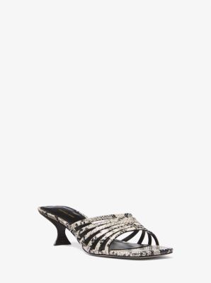 Haisley Snake Embossed Leather Kitten Sandal