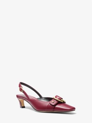 MK Slingpumps Jaden Aus Leder Mit Kitten-Heel-Absatz - Lila