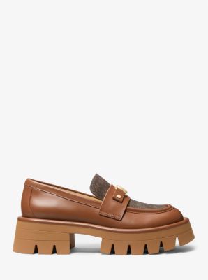 Plateau-Loafer Mandy aus Leder und Signature-Logostoff