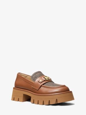 MK Plateau-Loafer Mandy Aus Leder Und Signature-Logostoff - Braun