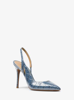 Eliza Crocodile-Embossed Leather Pump