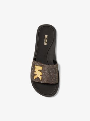 Michael michael kors glitter mk store logo slides