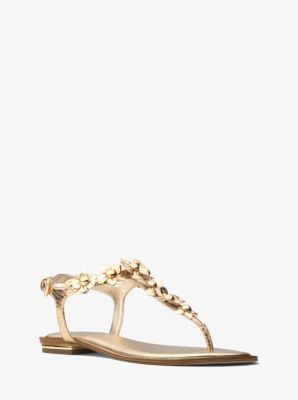 michael michael kors hutton metallic leather sandal