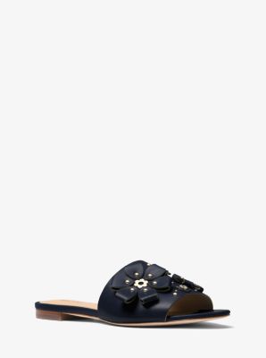 Tara Floral Embellished Leather Slide