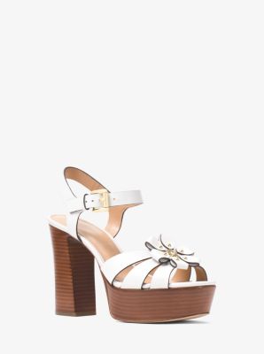 Michael kors tara floral best sale embellished leather platform sandal