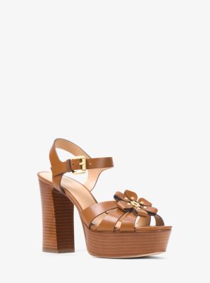 tara floral embellished leather platform sandal