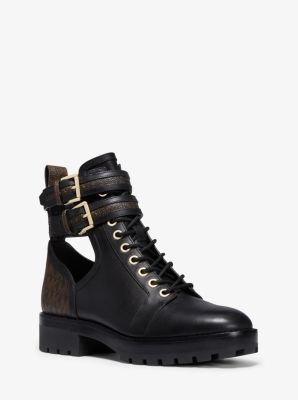 Bensen Logo and Leather Combat Boot 