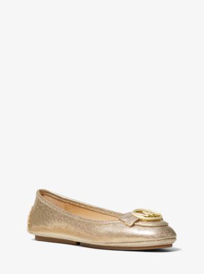 Lillie Metallic Saffiano Leather Moccasin