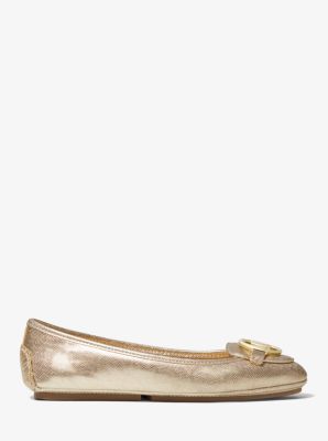 Lillie Metallic Saffiano Leather Moccasin