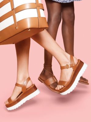 marlon leather and logo flatform sandal