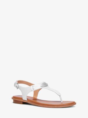 Pebbled Leather Logo Plate Sandal