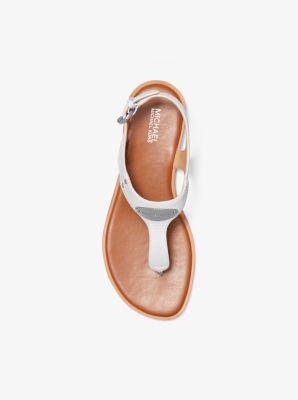 Pebbled Leather Logo Plate Sandal