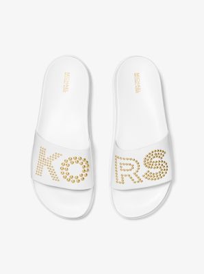 Michael michael kors tyra best sale graphic logo slide sandal