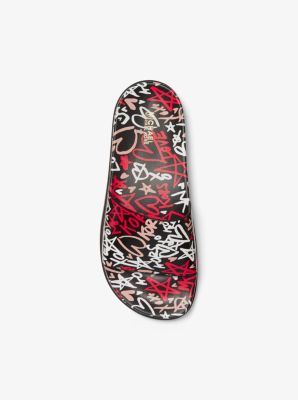 Tyra Qixi Graffiti Slide Sandal Michael Kors Canada