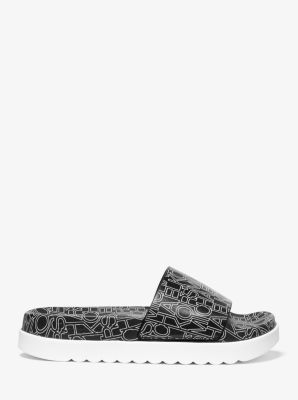 Tyra Graphic Logo Slide Sandal Michael Kors Canada