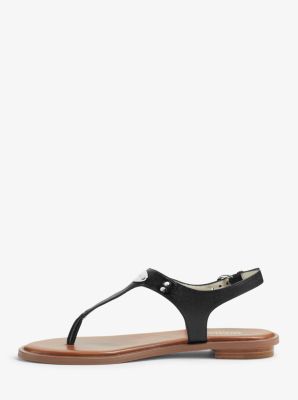 Logo Plate Leather Sandal Michael Kors Canada