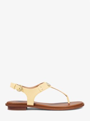 Logo Plate Leather Sandal Michael Kors