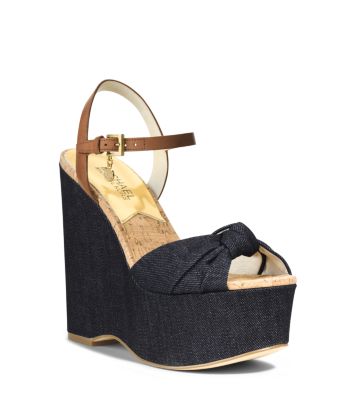 michael kors denim wedge sandals
