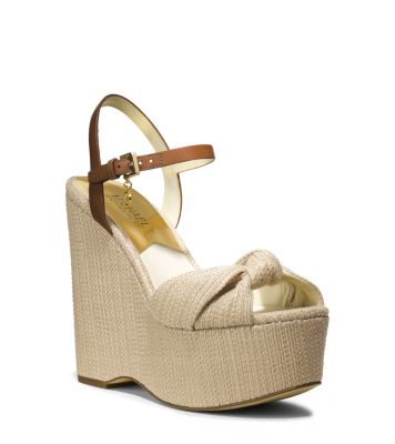 Benji Natural Straw Wedge Platform Sandal | Michael Kors Canada