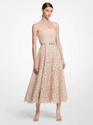 Floral Lace Embroidered Strapless Dress