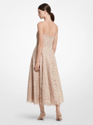 Floral Lace Embroidered Strapless Dress