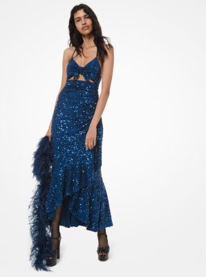 michael kors blue sequin dress