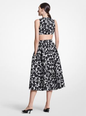 Floral Cotton and Silk Faille Cutout Dress image number 1
