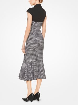 Houndstooth Wool Jacquard Trumpet Dress