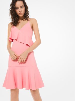 Stretch-Cady Ruffled Tank Dress in P&Eacute;TALO | Michael Kors