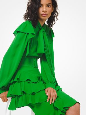green ruffle dress