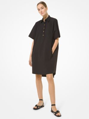 Organic Stretch Cotton Poplin Shirtdress in BLACK | Michael Kors