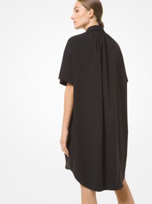 Organic Stretch Cotton Poplin Shirtdress in BLACK | Michael Kors
