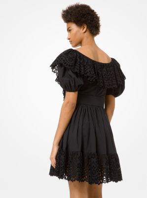 Cotton-Poplin Puff-Sleeve Ruffle Dress | Michael Kors Canada [CA]