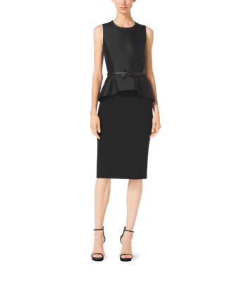 Stretch Bouclé-Crepe Peplum Dress | Michael Kors Canada