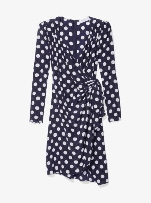 Polka Dot Silk Crepe de Chine Wrap Dress