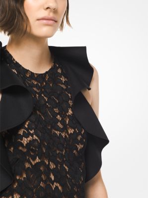 Floral Guipure and Mikado Cocktail Dress