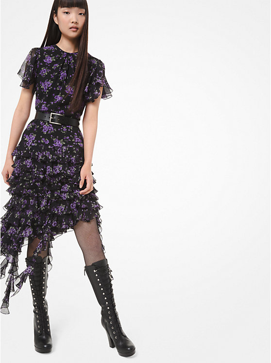 Floral Silk-Georgette Ruffle Dress image number 0