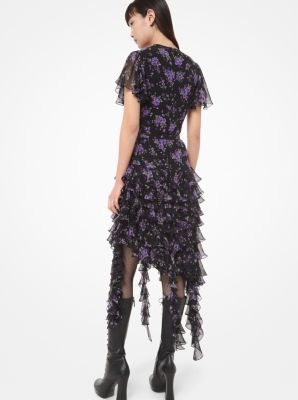 Floral Silk-Georgette Ruffle Dress