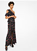 Floral Silk Crepe De Chine Asymmetric Ruffle Gown image number 1