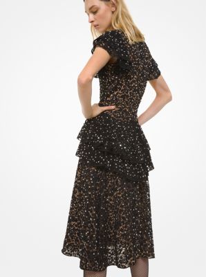 Embroidered lace tiered dress cheap michael kors