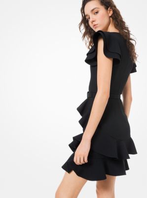 Double Crepe-Sabl&eacute; Ruffled Dress