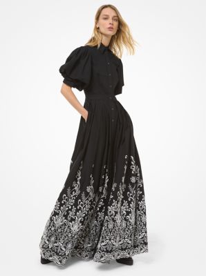 Eyelet Embroidered Poplin Puff-Sleeve Shirtdress Michael Kors [US]