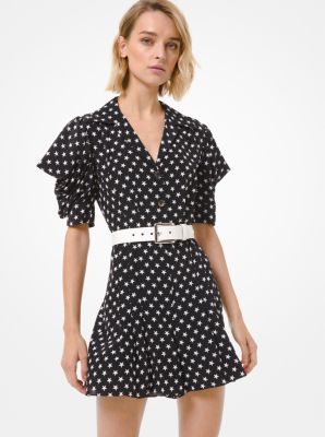 Star Silk Crepe De Chine Puff-Shoulder Romper