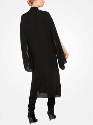 Silk-Georgette Slit-Sleeve Shirtdress