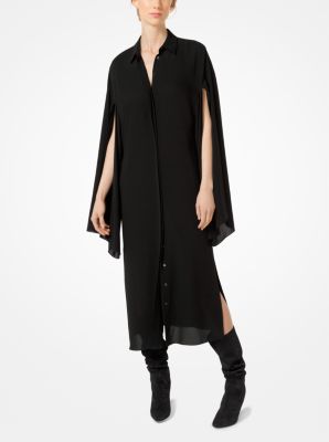 Silk-Georgette Slit-Sleeve Shirtdress