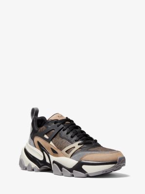 michael kors black leather trainers