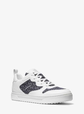 Baxter Leather And Denim Logo Jacquard Sneaker | Michael