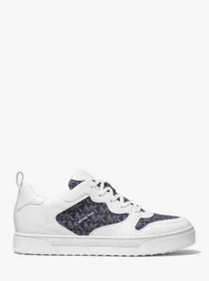 Baxter Leather And Denim Logo Jacquard Sneaker